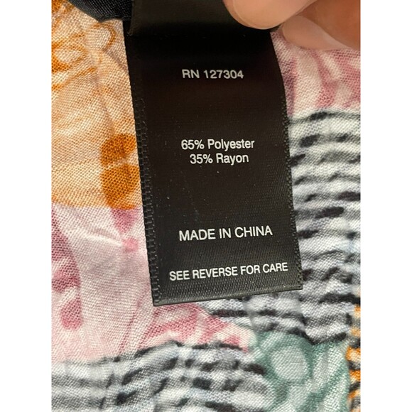 Ali Miles Women's L Orange Blouse Polyester Tunic Patchwork Artsy Boho Travel - Picture 9 of 9